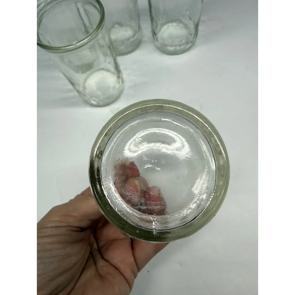 Vintage Clear Glass Jelly Jars Set of 5 Paneled Juice Tumblers 4 Inch